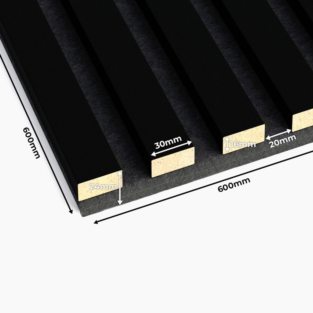 Acoustic Slats panel in square - Black Matt - DecorMania.eu