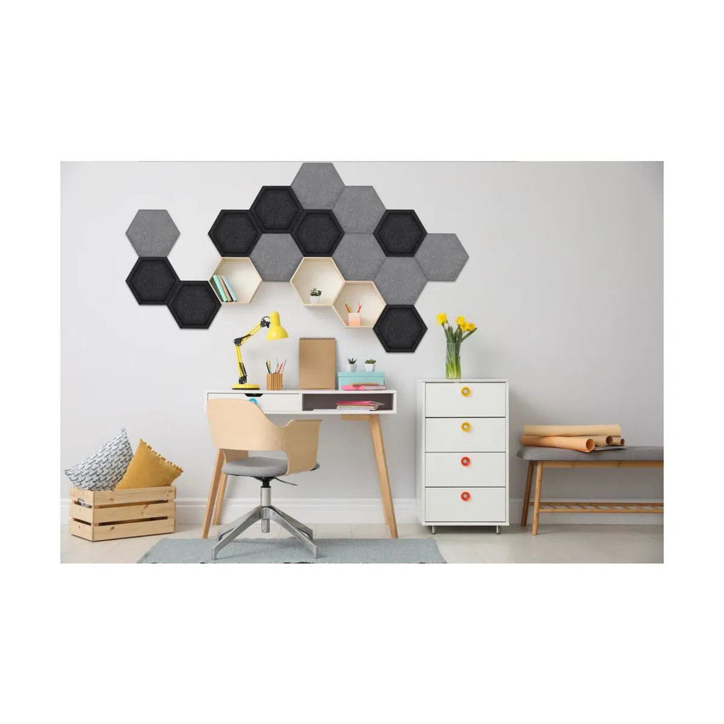 HEXA Felt 2D Panel - BLACK - DecorMania.eu